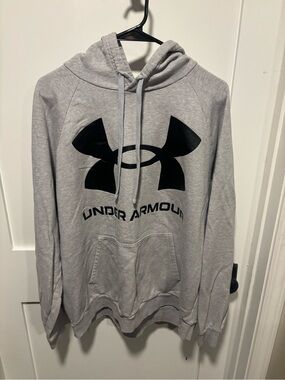 Under Armour Light Gray Pullover Hoodie with Black Logo